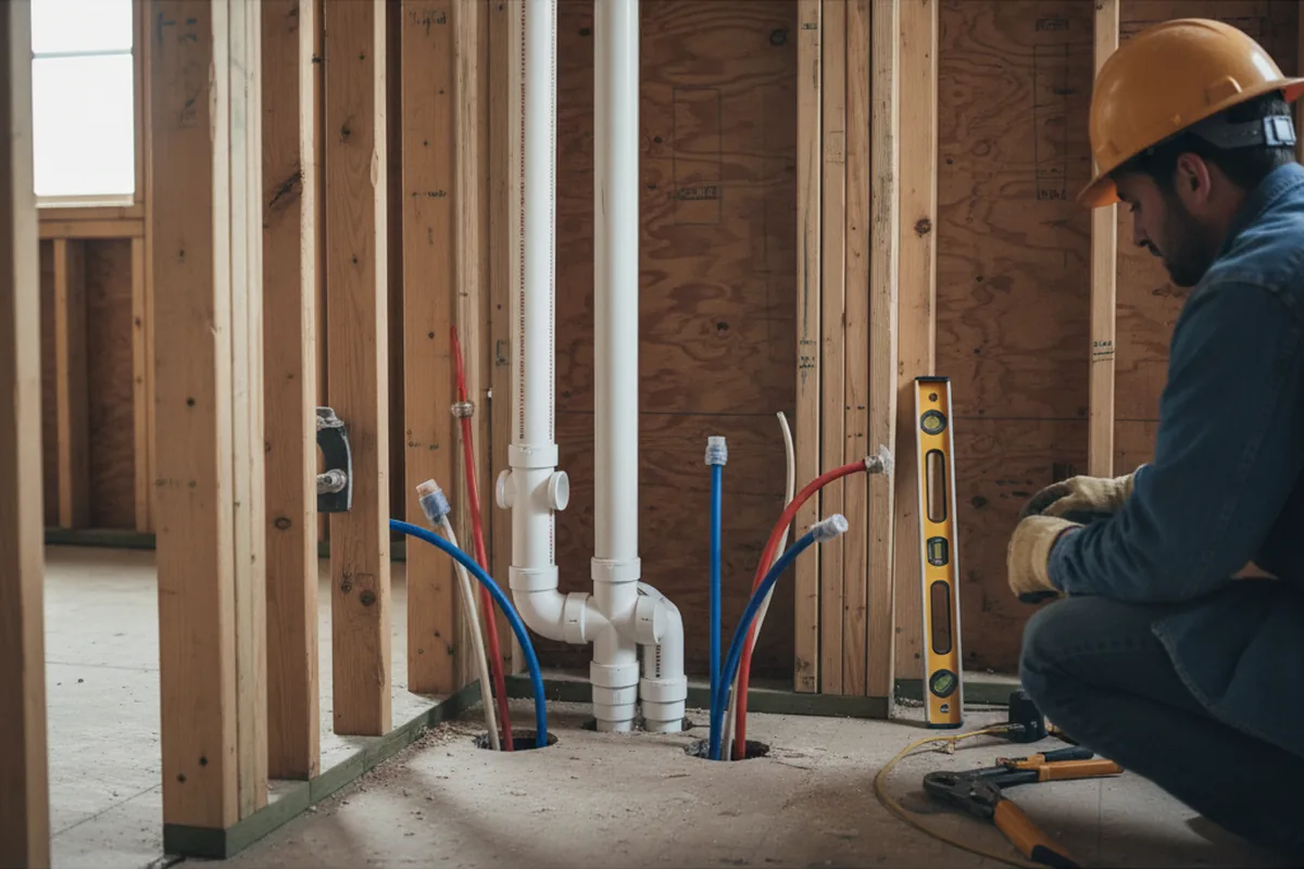 Drain and supply rough-in during Leak Detection in Ray City